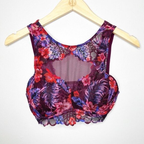 Victoria’s Secret Pink Lace Push Up Bralette Bra Red Pink Purple Size Small - Picture 6 of 13